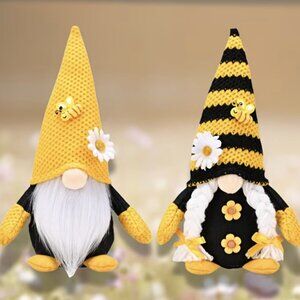 Pair of Bumble Bee Gnomes 10 1/4" H New